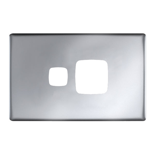 Linea Plate Only Sw Socket Sgl Horiz Matt Silver