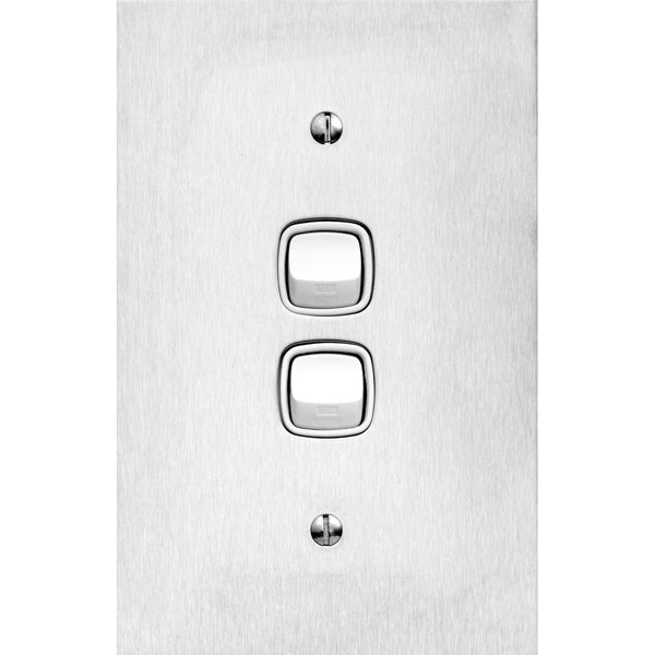 MS Metal Switch Double Lge White S/Steel