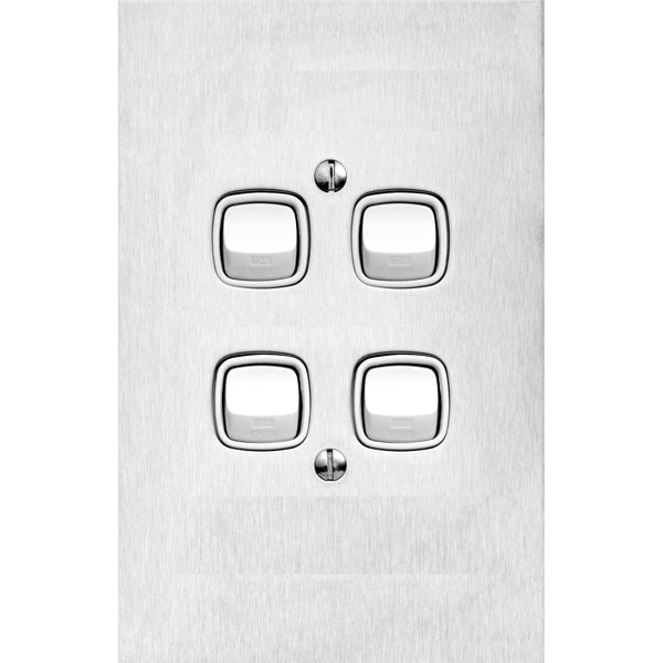 MS Metal Switch 4Way Lge White S/Steel