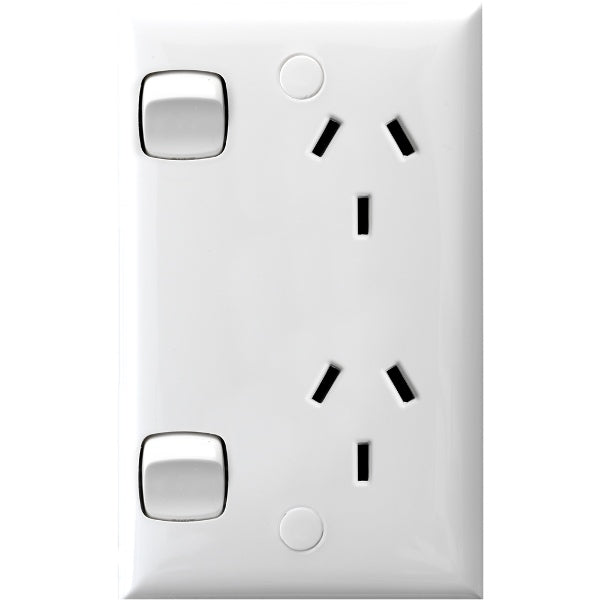 Sw Socket Dbl 10A Vert Wired Old Type White