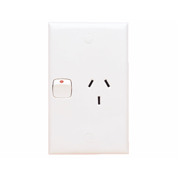 Switched Socket Sgl 10A Vert Safety White