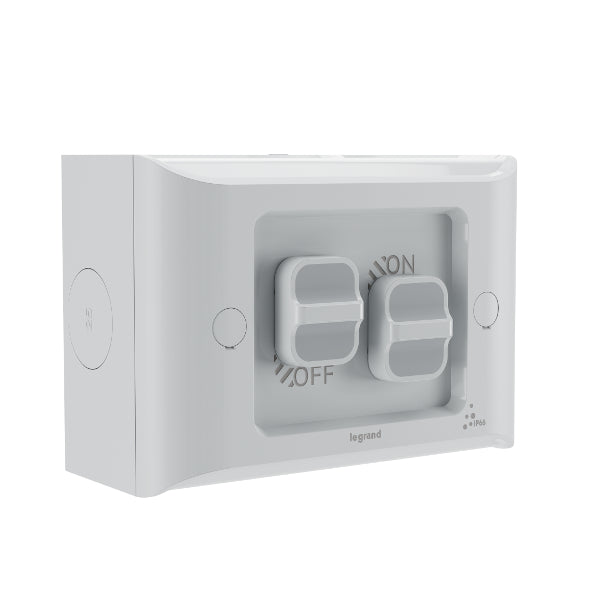 Aqua Life Switch Double 16A Surface Mnt Limestone Grey IP66