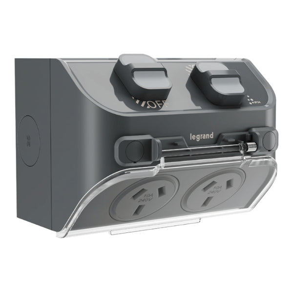 Aqua Life Sw Skt Double 10A Surf Mnt Cement Grey IP54