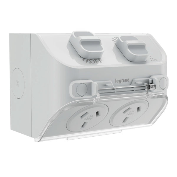 Aqua Life Sw Skt Double 10A Surf Mnt Limestone Grey IP54