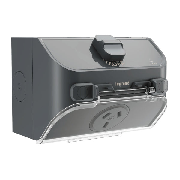 Aqua Life Sw Skt Single 10A Surf Mnt Cement Grey IP54