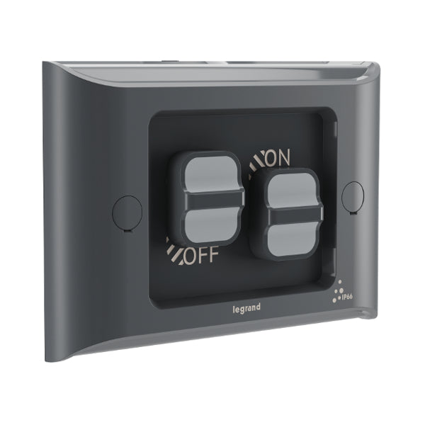 Aqua Life Switch Double 16A Flush Mount Cement Grey IP66