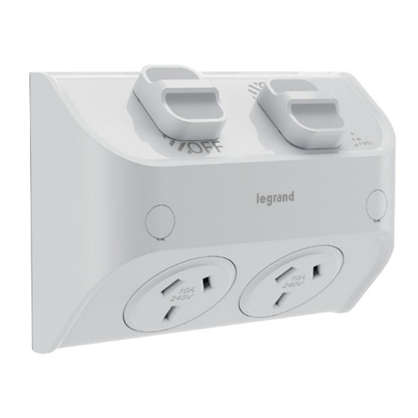 Aqua Life Sw Skt Double 10A Flush Mnt Limestone Grey IP53