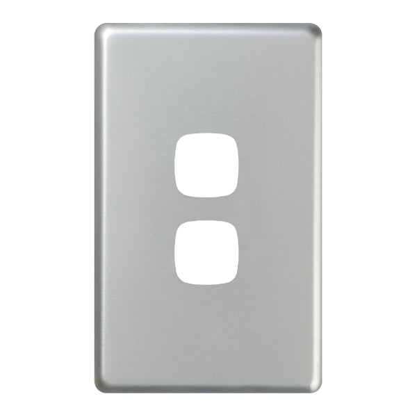 XL Switch Plate Only 2Gang Matt Silver