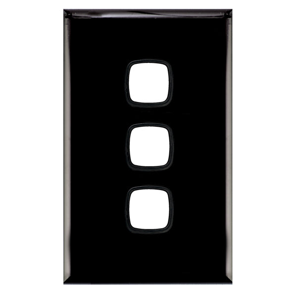 XL Switch Plate Only 3Gang Black