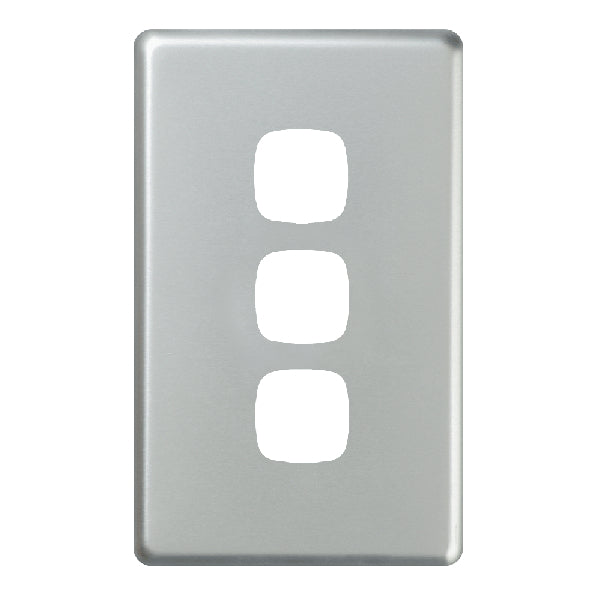 XL Switch Plate Only 3Gang M/Silver