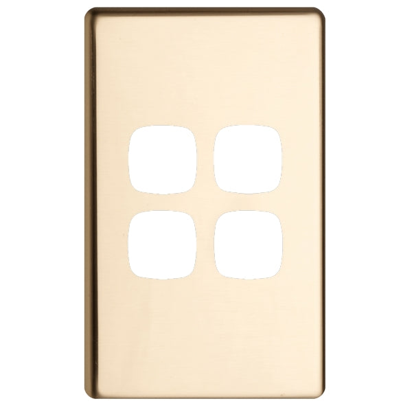 XL Switch Plate Only 4Gang Polished Brass