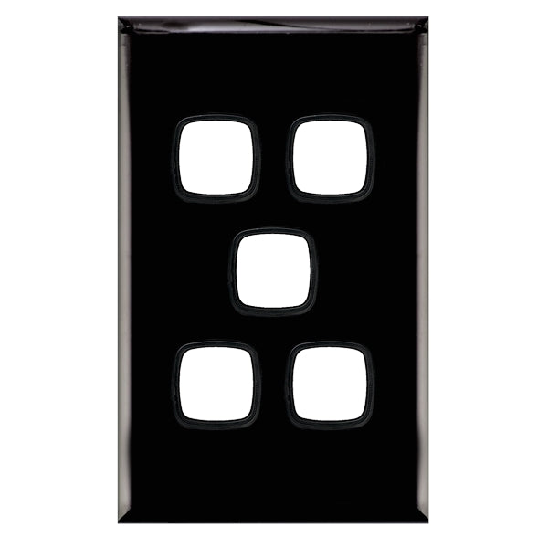 XLP Grid & Plate Only 5Gang Black Gloss