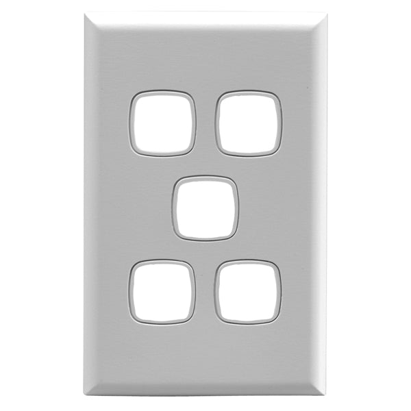 XL Switch Plate Only 5Gang White