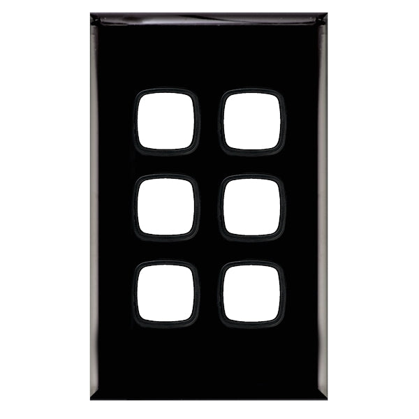 XLP Grid & Plate Only 6Gang Black Gloss