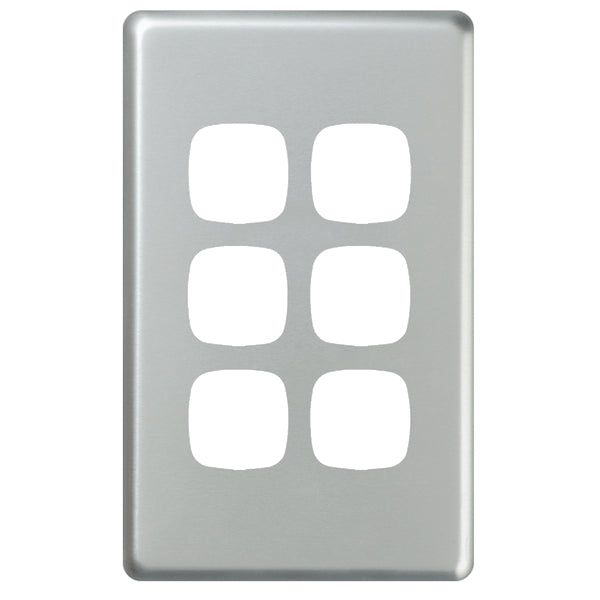 XL Switch Plate Only 6Gang M/Silver