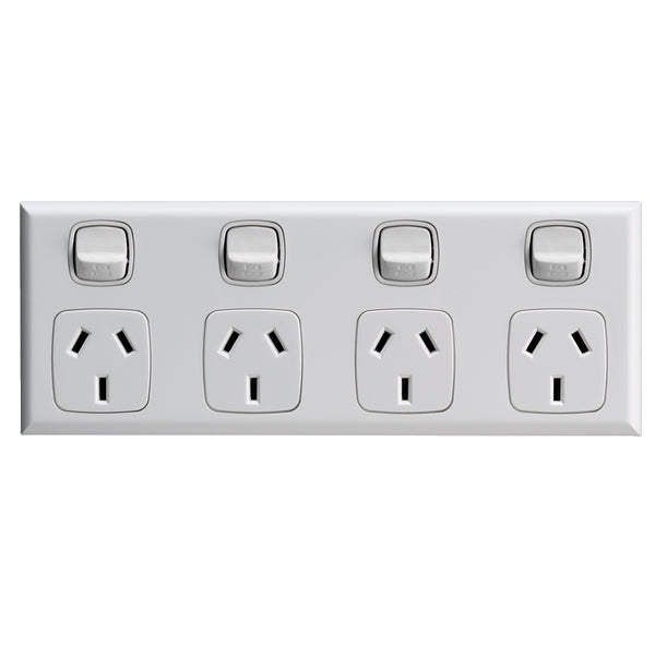 XLP Plate Only Sw Socket Quad 10A White Gloss