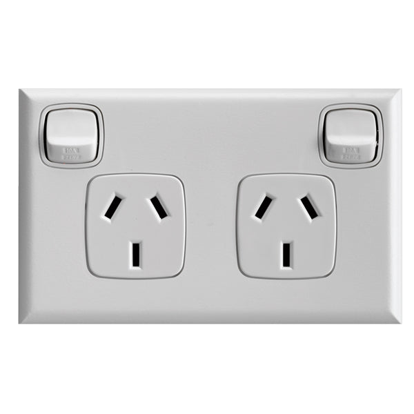 XL Sw Socket Dbl 10A Horiz White