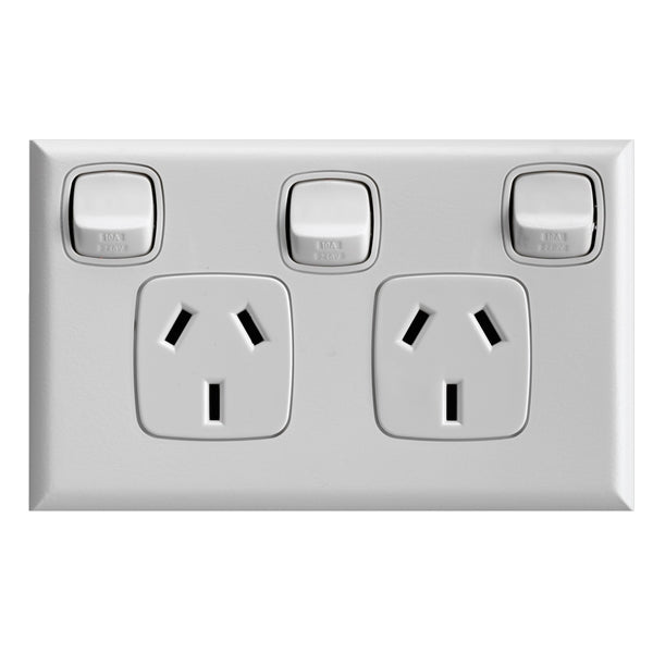 XL Sw Socket Dbl 10A Horiz 1x Sw White