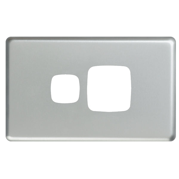 XL Plate Only Sw Socket Sgl Horiz M/Silver
