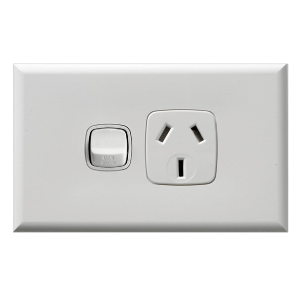 XL Sw Socket Sgl 10A Horiz White