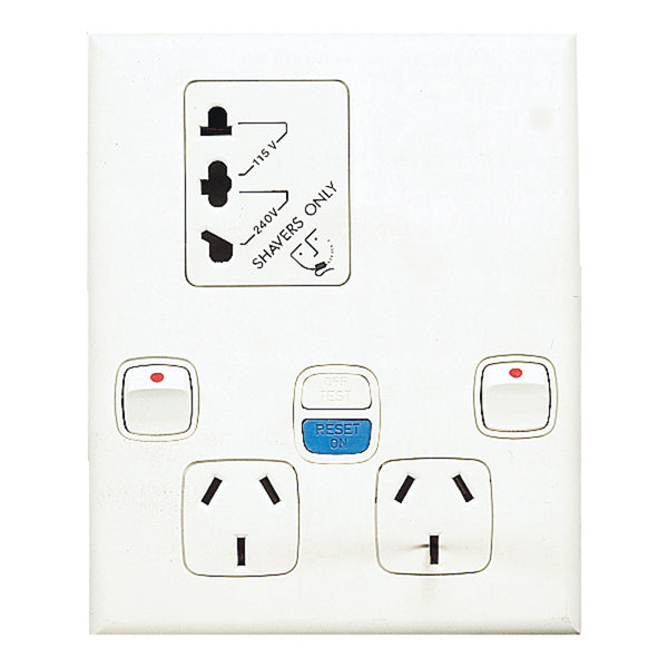 XL Shaver Outlet & Electresafe 30mA White