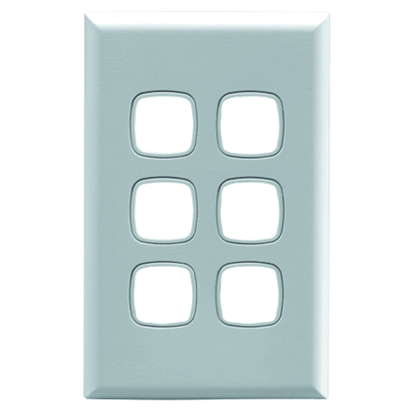 XLP Switch Plate Only 6Gang White Gloss