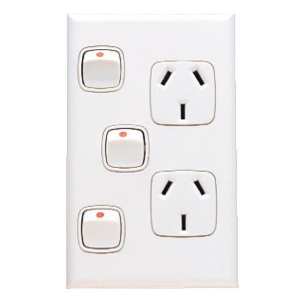 XL Sw Socket Dbl 10A Vert 1x Sw White