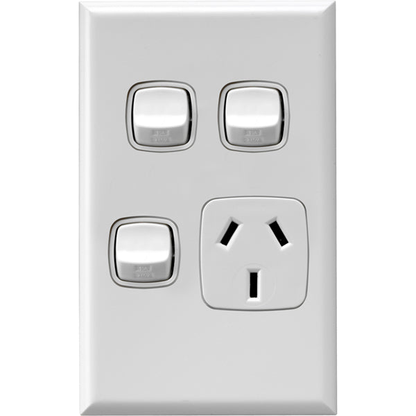 XL Sw Socket Sgl 10A Vert 2x Sw White