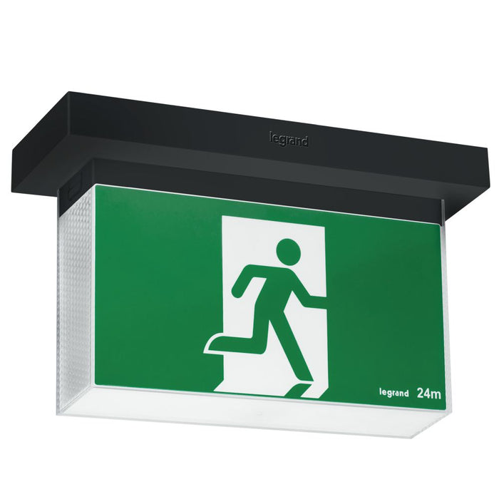 Bolt LED Exit Maint Running Man Slide Connect Li Batt Black