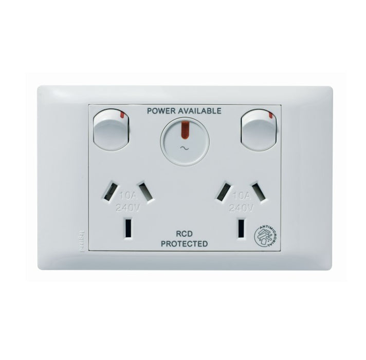 Excel Life Medical Sw Socket Dbl Horz 10A RCD Prot White