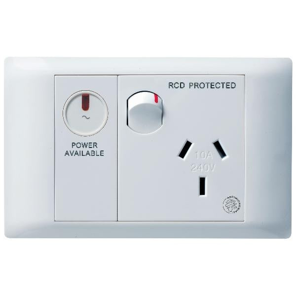 Excel Life Medical Sw Socket Sgl Horz 10A RCD Prot White