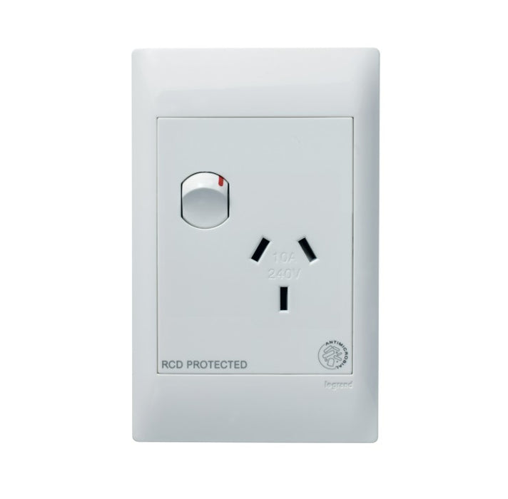 Excel Life Medical Sw Socket Sgl Vert 10A LED White