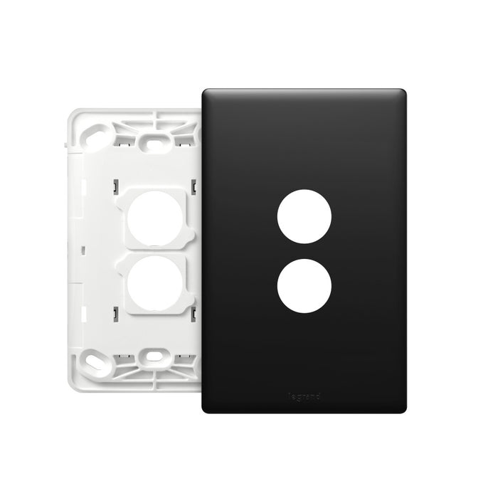 Excel Life Matt Grid & Plate Only 2Gang Black