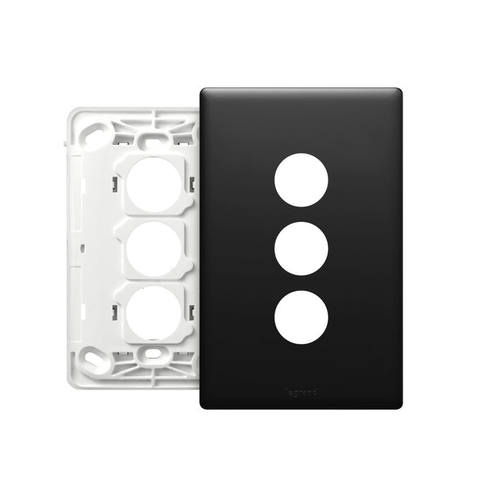 Excel Life Matt Grid & Plate Only 3Gang Black