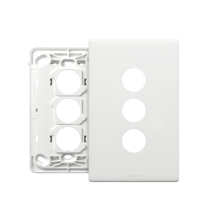 Excel Life Matt Grid & Plate Only 3Gang White
