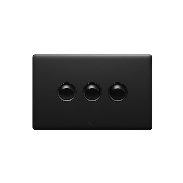 Excel Life Matt Switch Triple 16A/16AX Horizontal Black