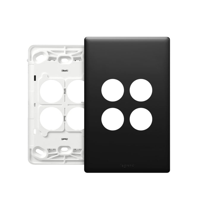 Excel Life Matt Grid & Plate Only 4Gang Black