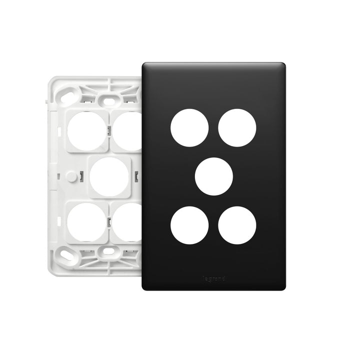 Excel Life Matt Grid & Plate Only 5Gang Black