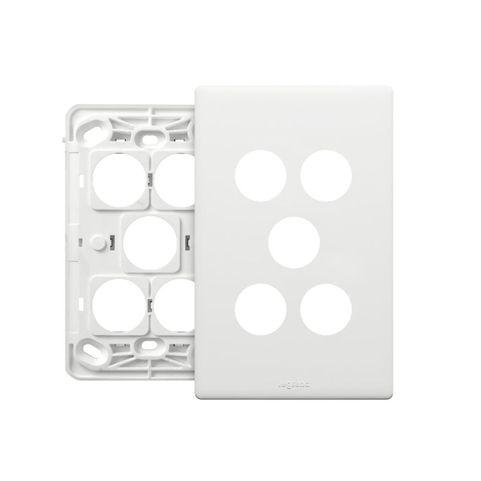 Excel Life Matt Grid & Plate Only 5Gang White