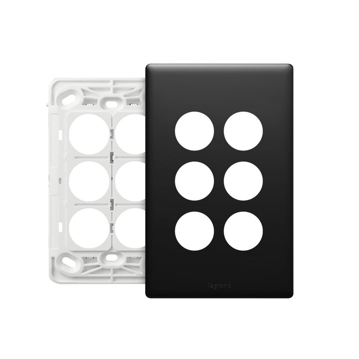 Excel Life Matt Grid & Plate Only 6Gang Black