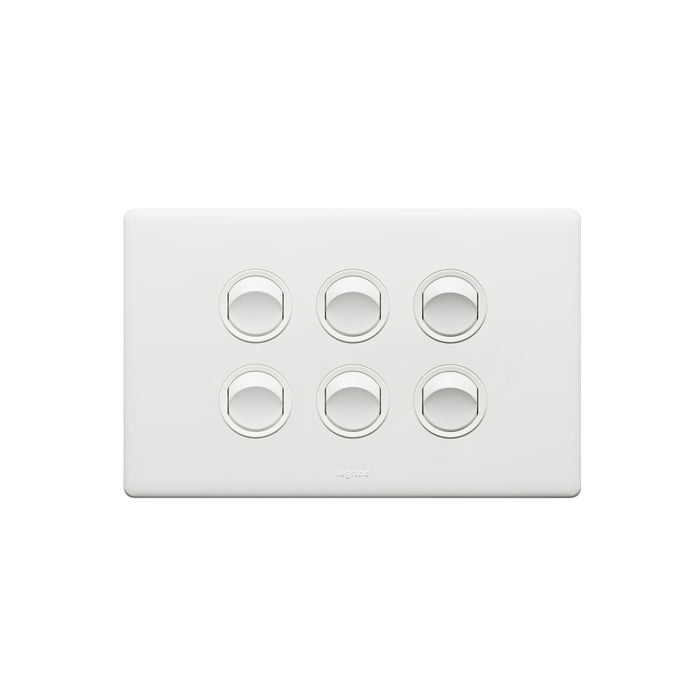Excel Life Matt Switch 6Way 16A/16AX Horizontal White