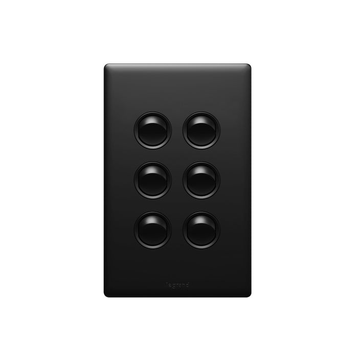 Excel Life Matt Switch 6Way 16A/16AX Vertical Black