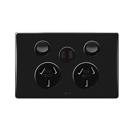 Excel Life Sw Socket Dbl 10A 2 x USB Type C 3A Black