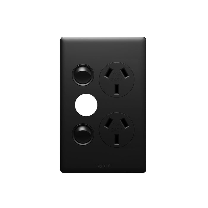 Excel Life Matt Sw Socket Dbl Extra 10A Vert Black