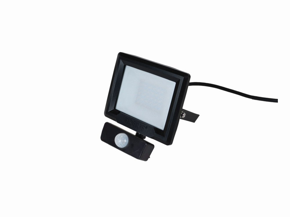 HiLume Floodlight 20W PIR IP65 4000K Black with 1m flex