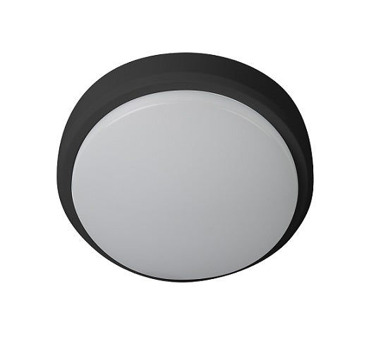 Ohio Bulkhead Round LED 12W IP54 3k/4k/57k White & Blk Trim