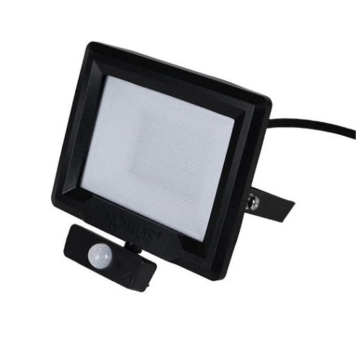 HiLume Floodlight 30W IP65 4000K PIR Black 1m flex