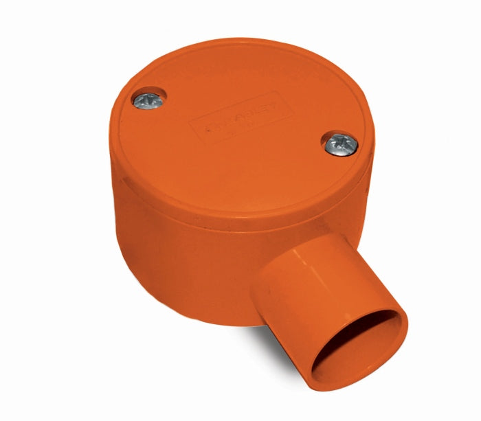 Conduit Box 25mm 1Way Circ Orange