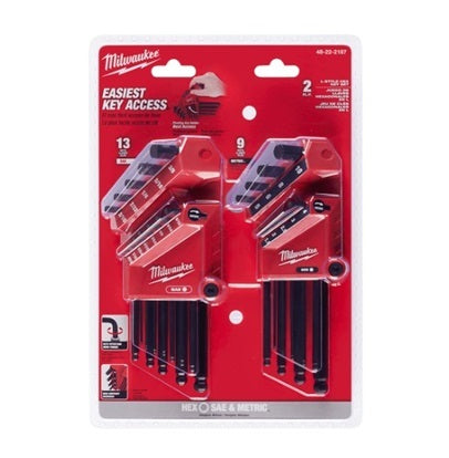 Hex Key Set 22pc SAE/Metric L-Style Ball End