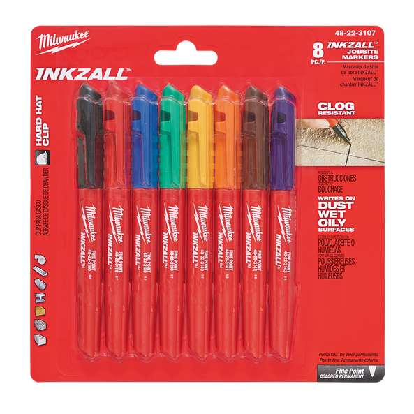Inkzall Marker Pen Fine Tip Multi-Coloured 8 Pk